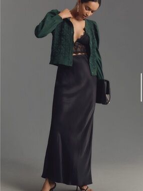 Anthropologie Forest Green Knit Cardigan - Textured Button Front